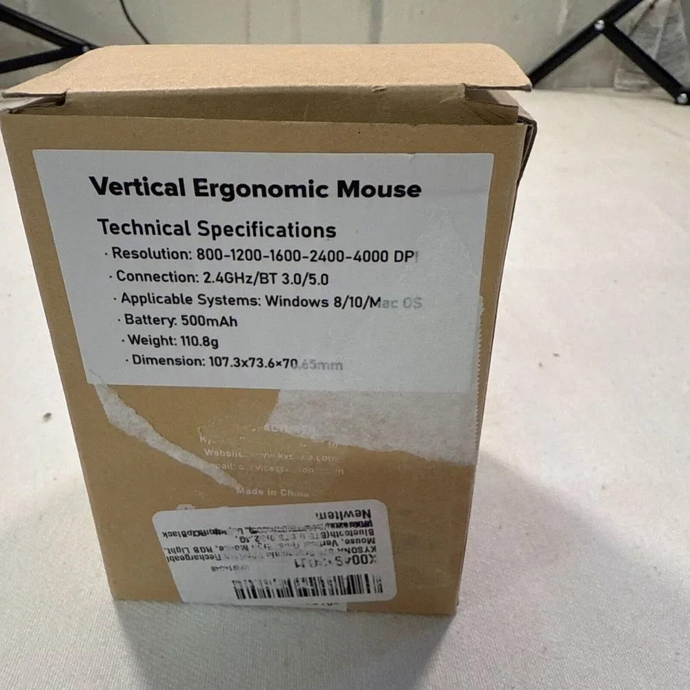 KYSONA 57° Ergonomic Wireless Tower Mouse Vertical Quiet Ergo Mouse New Open Box